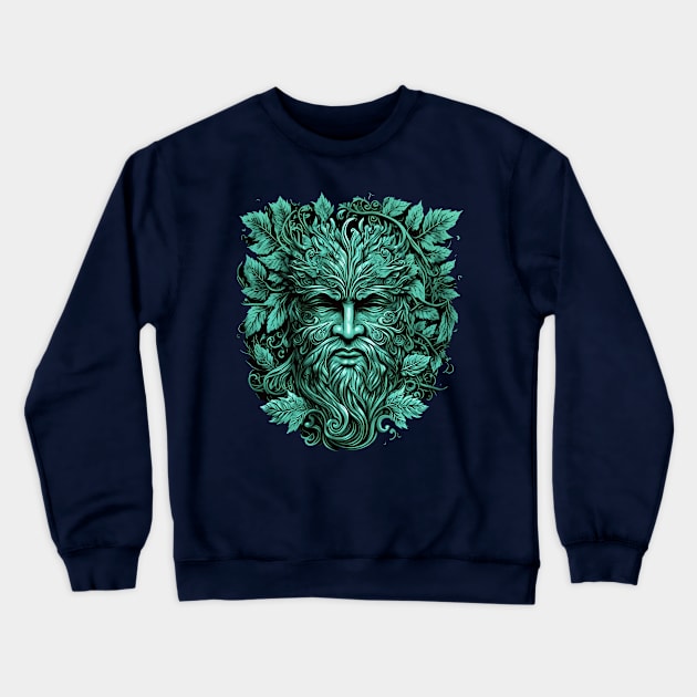 Jack Of The Wood Traditional Pagan Celtic Greenman Crewneck Sweatshirt by ShirtFace